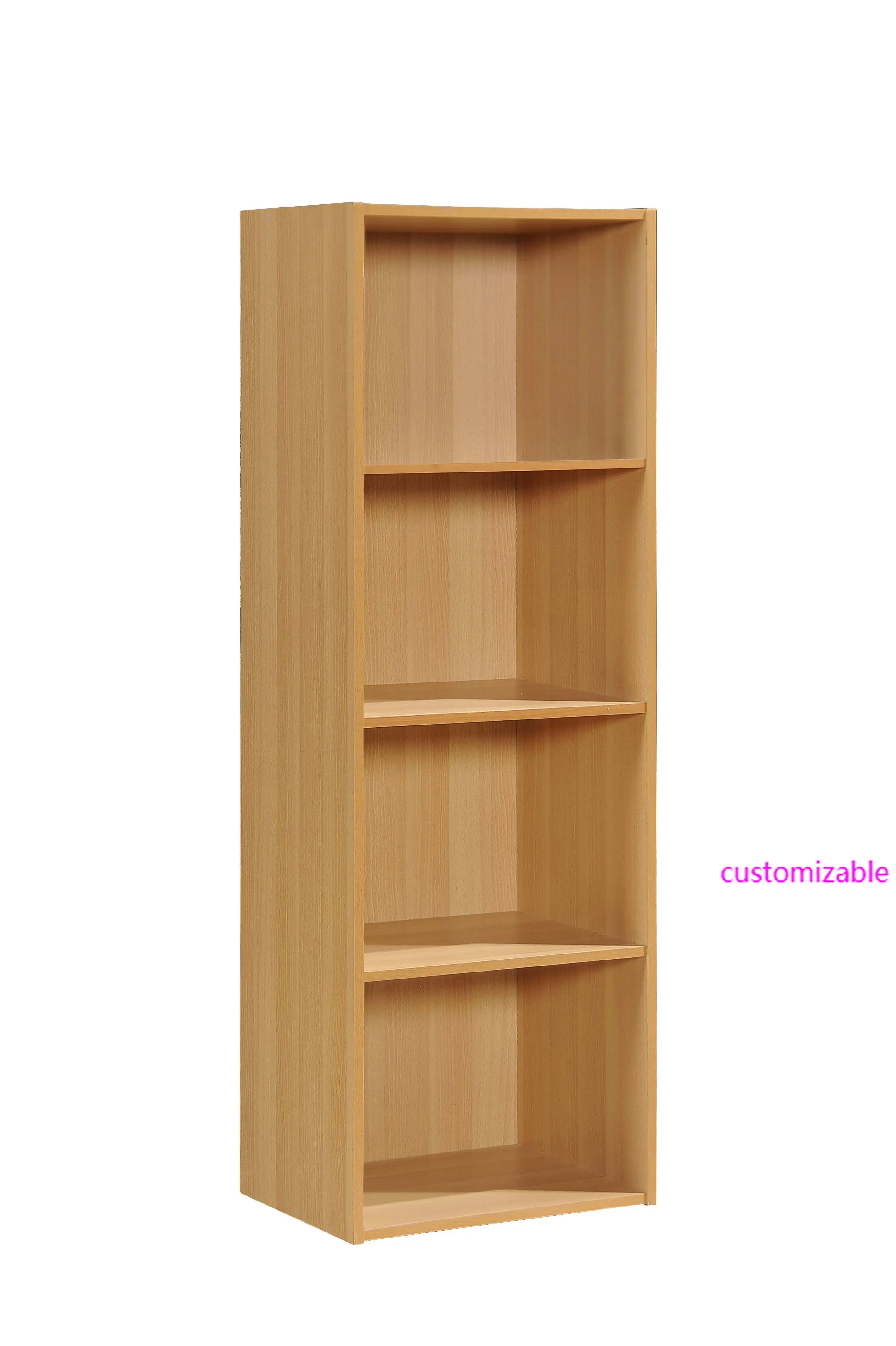 4-Shelf Wood Bookcase, Brown