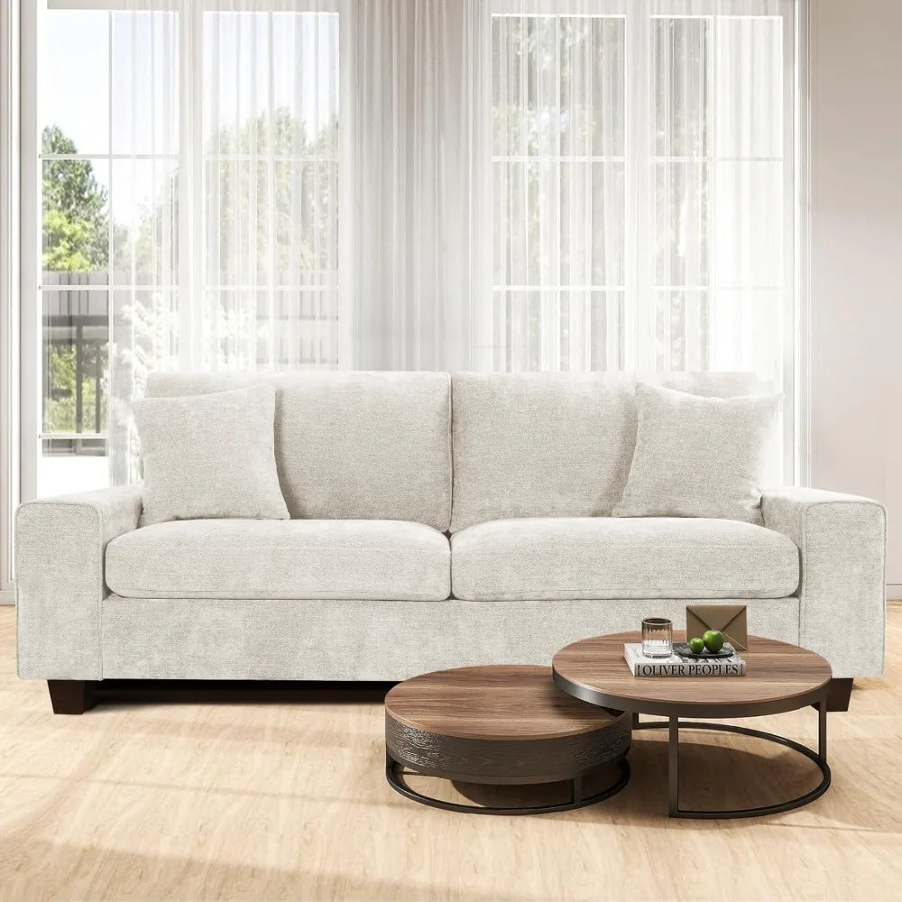 71.25" Chenille Sofa Couches for Living Room, 2 Seater Sofa with 2 Pillows, Small Modern Loveseat Couch for Small Spaces, Office