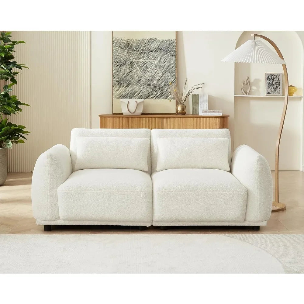 Sectional Sofa Couch,Convertible U Shaped Sectional for Living Room,Modular L Shaped Couch with Removable Ottoman.（2set-White）