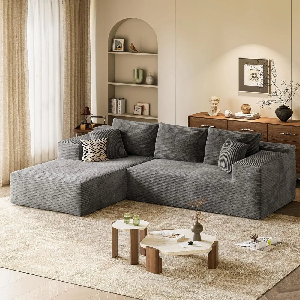 108” Cloud Sectional Couches, Boneless Couch Modular L-Shaped Sofa with Deep Seat, Modern Comfort Upholstered Sofas for Living