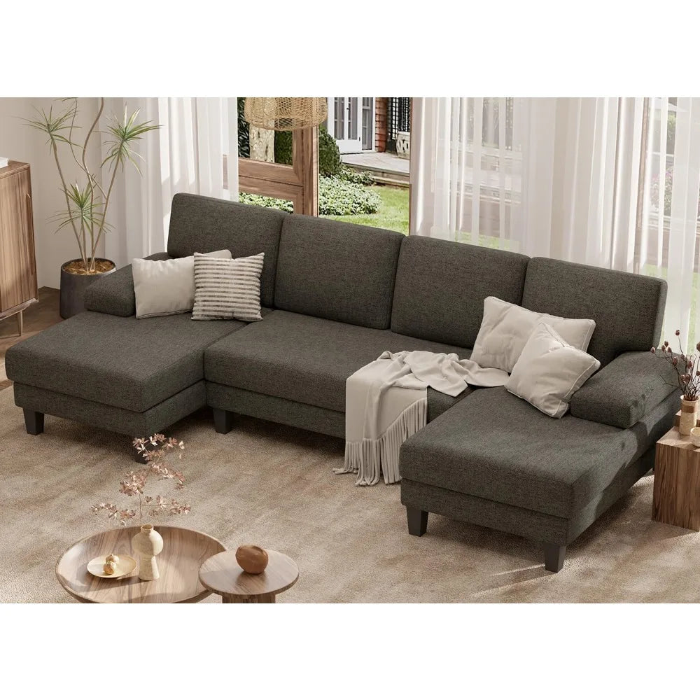 U-Shaped Sectional Sofa Couch for Living Room, Modern Modular Sofa with Double Chaise, Classic Lounge Couch Sleeper for Apartmen