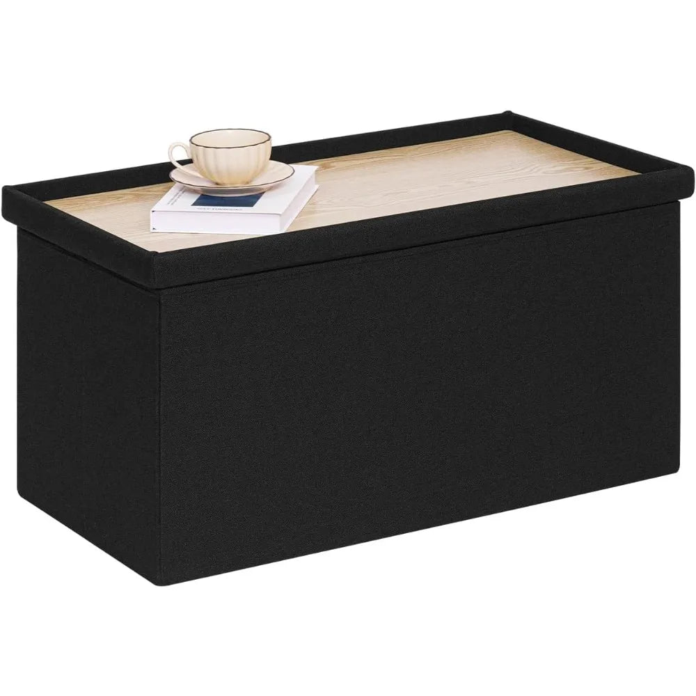 Folding Storage Bench, 30 inches Ottoman Coffee Table Cube Chair Foot Rest Stool Storage Toy Chest for Living Room Bedroom