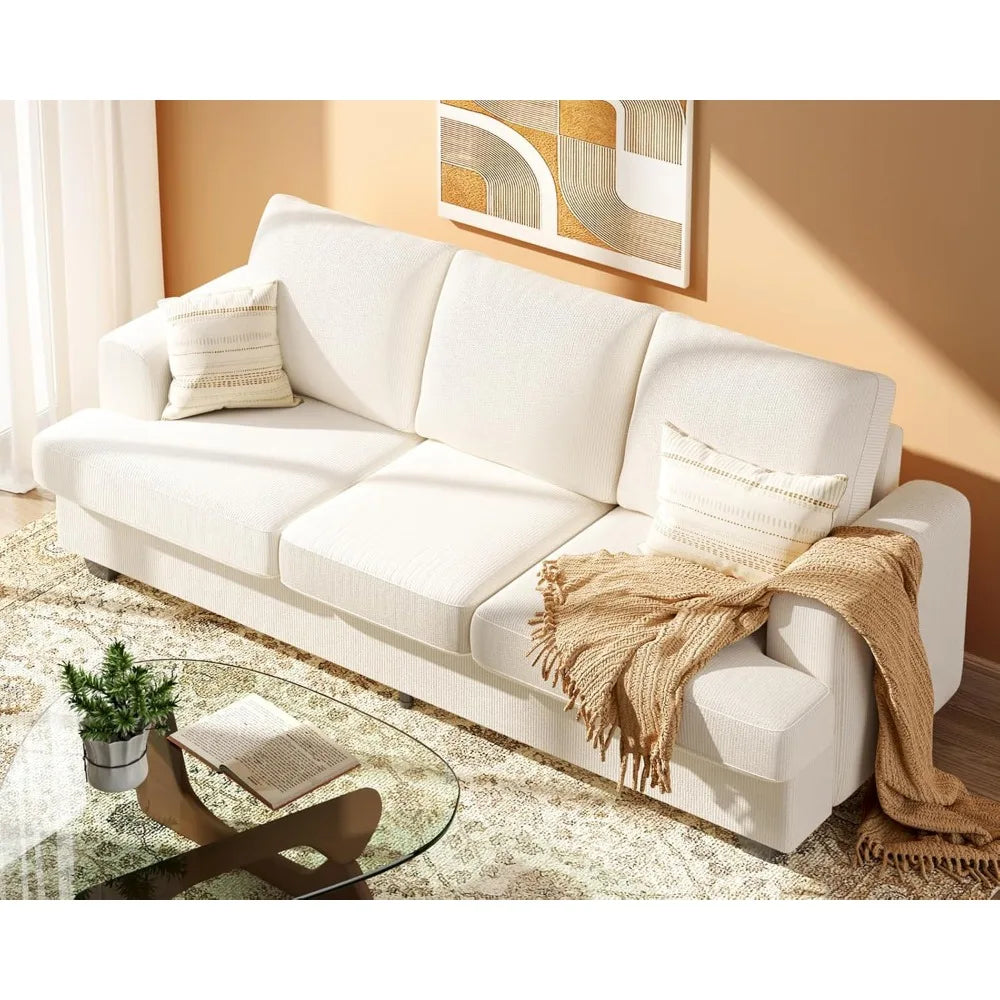 89 Inches Loveseat Sofa, Comfy Cloud Couch with Deep Seats, 3 Seater Couches for Living Room, Chenille Fabric, Wood Frame, Easy