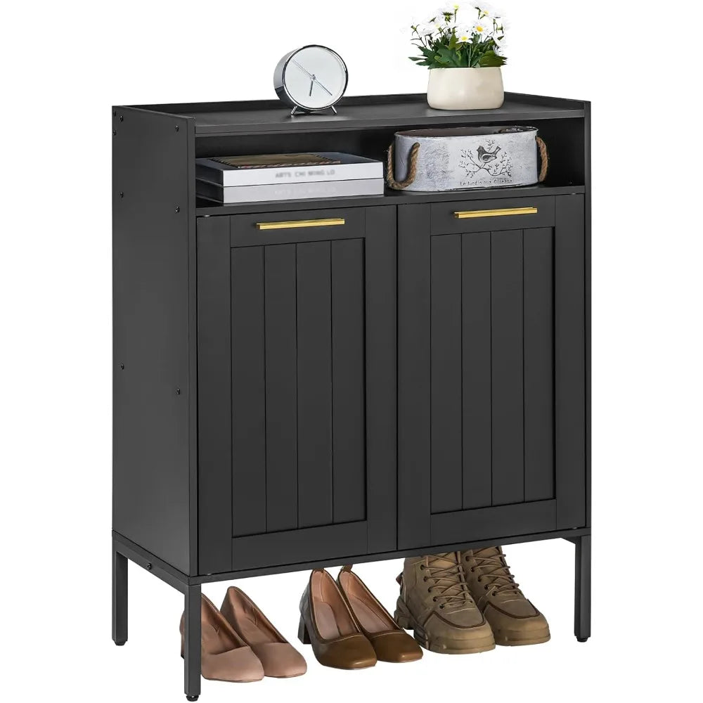 HOOBRO Shoe Cabinet, 6-Tier Shoe Storage Cabinet, Shoe Organizer Cabinet with Adjustable Shelves, Shoe Cabinet Storage with Door