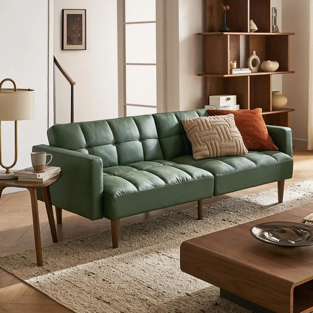 Aaron 76.8" Couch, Small Futon Sofa Bed, Sleeper, Loveseat, Mid Century Modern Futon Couch, Sofa Cama, Couches for Living Room,