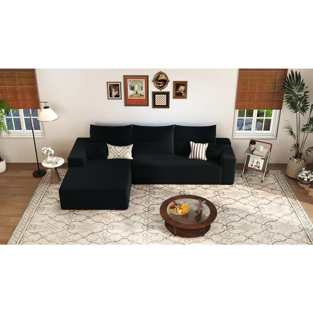 107.5" Cloud Sectional Couch with L-Shape Chaise, Modern Cloud Couch with Deep Seat, Modular Sectional Couches for Living Room,