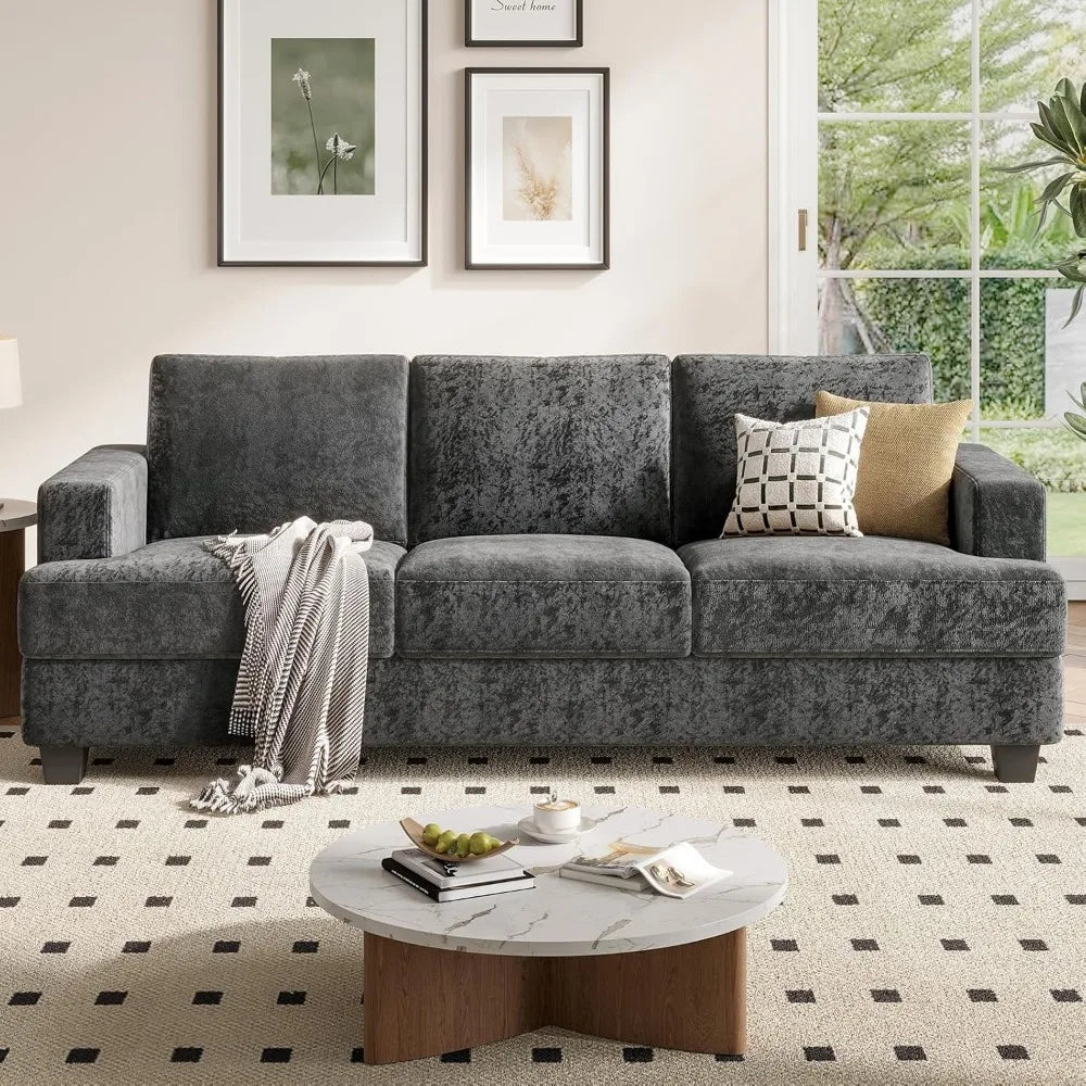89 inch sofa with extra deep seats oversize, chenille fabric 3 seater sofa for living room, modern couch and sofa, comfy armrest
