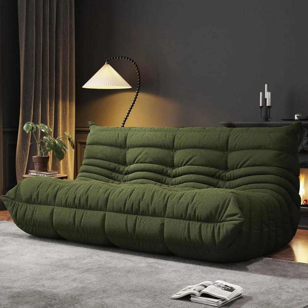 Bean Bag Chairs for Adults, BeanBag Reading Chair Memory Foam Couch 3-Seater, Floor Chair Soft Teddy Material, Comfy Reading Noo
