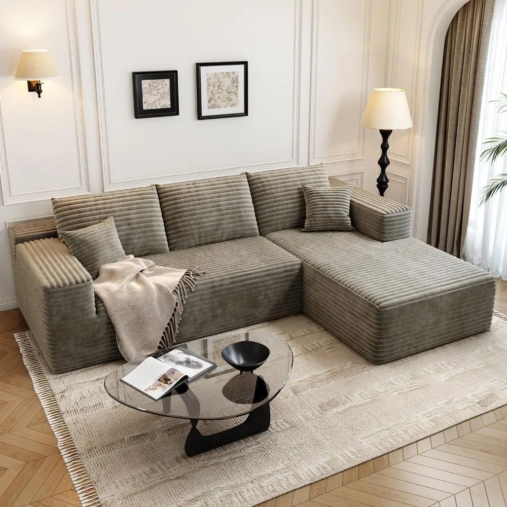 107.5" Cloud Modular Sectional Sofa Couch with L-Shape Chaise,Modern Minimalist Upholstered Couches for Living Room Bedroom,Deep