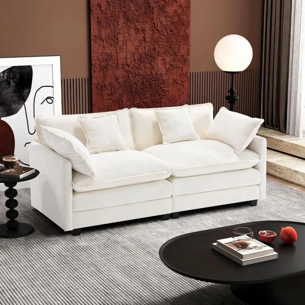 Cloud Sofa 77 Inch Loveseat, Modern Sectional Couch, 2-Seats Sofa for Living Room Bedroom and Apartment, Comfy Double Layer Uph