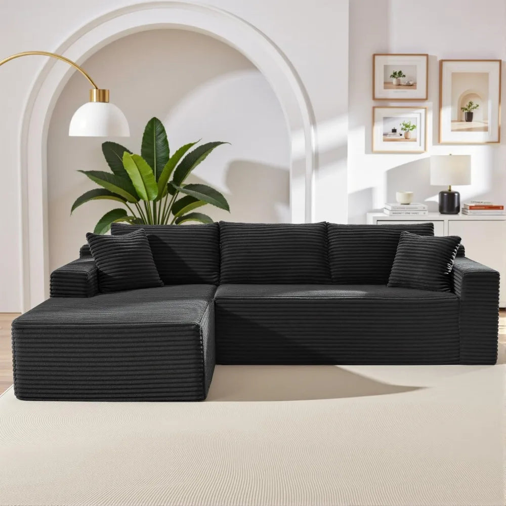 105 Inch Cloud Sectional Couch,Modern Modular Sectional Sofa with Deep Seat,Corduroy Boneless Couches with L-Shape Chaise for Li