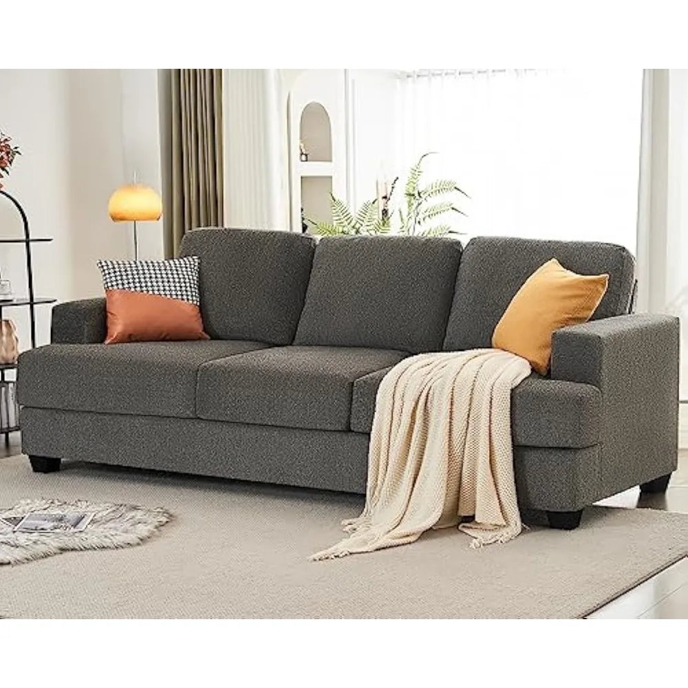 89 Inch Sofa, Comfy Sofa with Extra Deep Seats, Modern 3 Seater Couch for Living Room Apartment Lounge, Grey Chenille