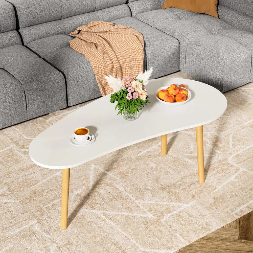Small Coffee Table, Mid Century Wood Tea Table, Living Room Center Minimalist Display Coffee Table with Mango Shape