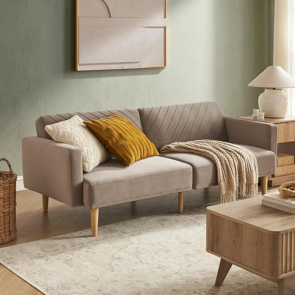 mopio 76.8" futon sofa bed, small couch, sleeper, loveseat, mid century modern futon couch, sofa cama, couches for living room (
